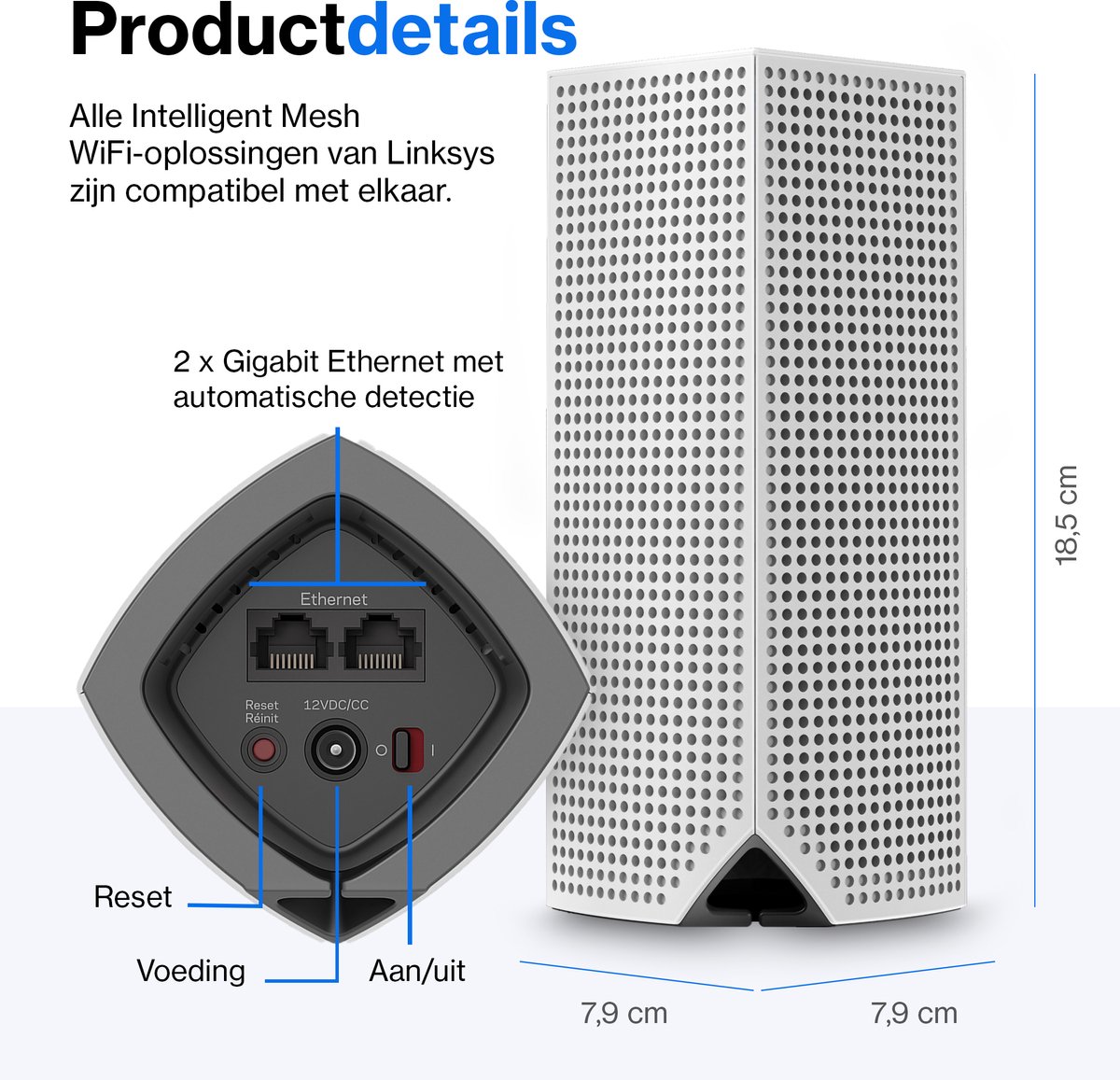 Système Wi-Fi Mesh Linksys Velop AC2200 Triple Bande (Pack De 3) - Couvre Jusqu'à 525 M², 60 Appareils, Contrôle Parental