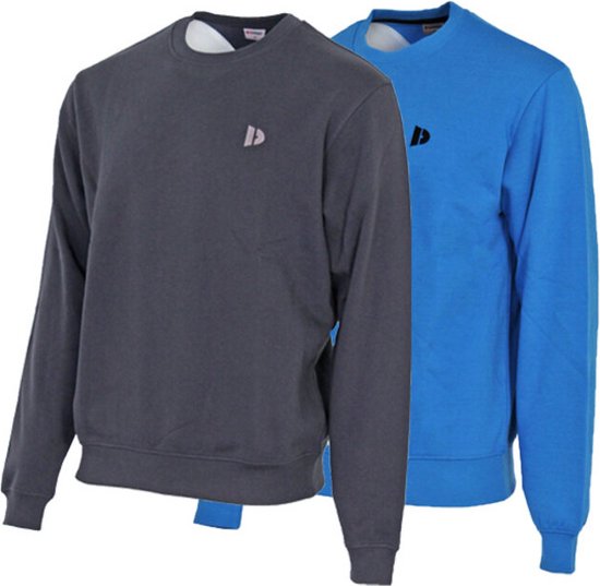 2 Pack Donnay - Fleece sweater ronde hals - Dean - Heren - Maat L - Navy&True blue (536)