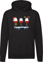 Kerst wijnglazen Hoodie - kerstmis - feest - wijn - gluhwein - christmas - kerstman - wijnen - cadeau - kersttrui - unisex - trui - sweater - capuchon