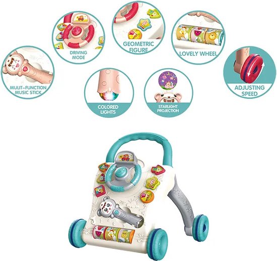 Houten loopwagen | wandelwagen Kid's Concept grijs/blauw