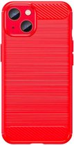 Mobiq - Hybrid Carbon Look iPhone 15 Hoesje TPU - rood