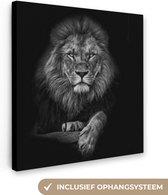 Tableau sur toile - Animaux sauvages - Lion - Zwart - Wit - Toile sur toile - Tableau sur toile - 20x20 cm - Salon - Décoration murale