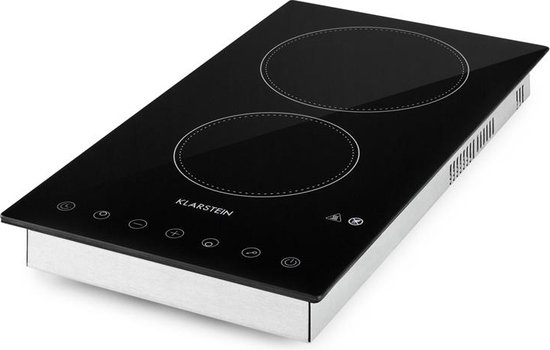Klarstein VariCook Domino - inductiekookplaat, dubbele kookplaat, 3100 W totaal vermogen, grote plaat 1800 W, kleine plaat 1300 W, touch, timer, automatische uitschakeling, glaskeramiek, zwart