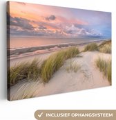 Canvas schilderij - Strand - Duin - Zee - Lucht - Planten - Schilderijen op canvas - 120x80 cm - Canvasdoek - Foto op canvas