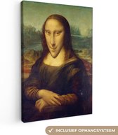 Canvas Schilderij Mona Lisa - Leonardo da Vinci - Karikatuur - 20x30 cm - Wanddecoratie