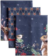 Christmas Joy Lot de 3 torchons de cuisine multi-usages 100 % coton, serviettes de bar, Thanksgiving/Noël (50 cm x 70 cm)