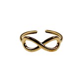 Ring Dames - Verstelbaar - Infinity Ring - Verguld RVS - Een Maat - Oneindigheid Ring