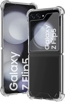 Hoesje geschikt voor Samsung Galaxy Z Flip 5 + Screenprotector – Tempered Glass - Extreme Shock Case Transparant