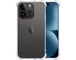 Hoesje - Geschikt voor Apple iPhone 15 Pro Max - Sterk & Shockproof - Siliconen Shock Case - Hoes Cover - Telefoonhoes - Transparant
