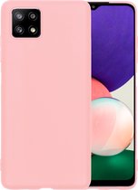 Hoesje Geschikt voor Samsung A22 4G Hoesje Siliconen Case Hoes - Hoes Geschikt voor Samsung Galaxy A22 4G Hoes Cover Case - Roze