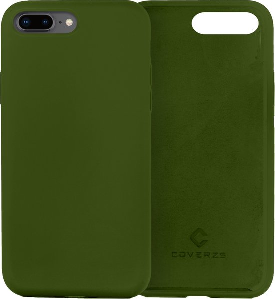 Coverzs Luxe Liquid Silicone case geschikt voor Apple iPhone 7 Plus / 8 Plus hoesje - Groen - Geschikt voor iPhone 8 Plus / 7 Plus case - Leger groene case - Beschermhoesje - Backcover hoesje - Legergroen