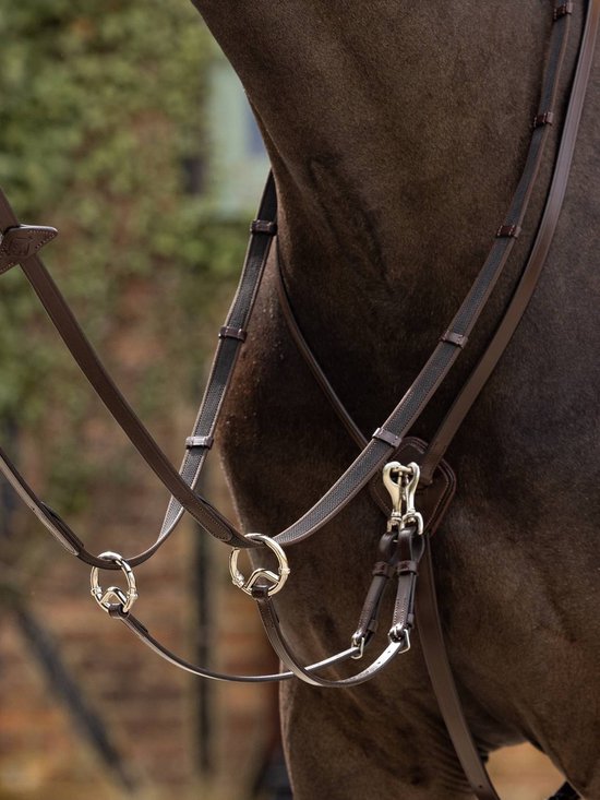 Harnais Chasse Réglable Cob HY Chasse Marron - Martingale Amovible Cuir Qualité Équitation Cob Chasse