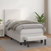 vidaXL - Boxspring - met - matras - kunstleer - wit - 90x200 - cm