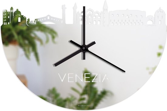 Skyline Klok Venezia Spiegel - Ø 40 cm - Stil uurwerk - Wanddecoratie - Meer steden beschikbaar - Woonkamer idee - Woondecoratie - City Art - Steden kunst - Cadeau voor hem - Cadeau voor haar - Jubileum - Trouwerij - Housewarming - WoodWideCities