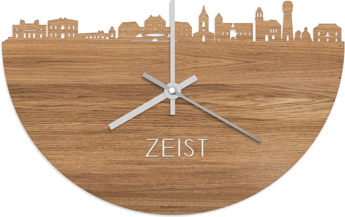 Skyline Klok Zeist Eikenhout - Ø 40 cm - Stil uurwerk - Wanddecoratie - Meer steden beschikbaar - Woonkamer idee - Woondecoratie - City Art - Steden kunst - Cadeau voor hem - Cadeau voor haar - Jubileum - Trouwerij - Housewarming - WoodWideCities