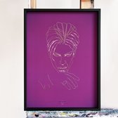 Skulls n' Jellyfish - Poster - Prince - paars - goud - lijnillustratie - portret
