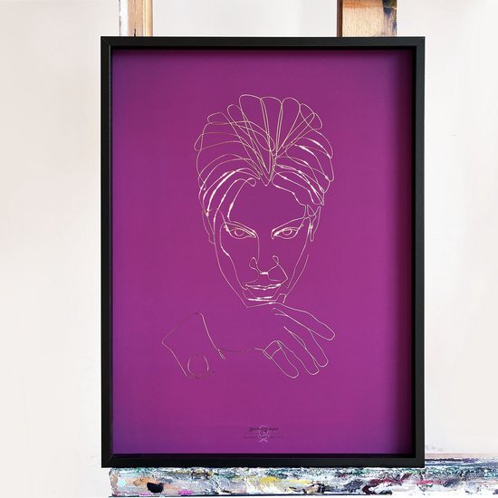 Skulls n' Jellyfish - Poster - Prince - paars - goud - lijnillustratie - portret