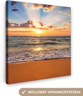 OneMillionCanvasses - Canvas - Zonsondergang - Strand - Zee - Wolken - Schilderijen op canvas - Foto op canvas - 90x90 cm - Wanddecoratie - Slaapkamer