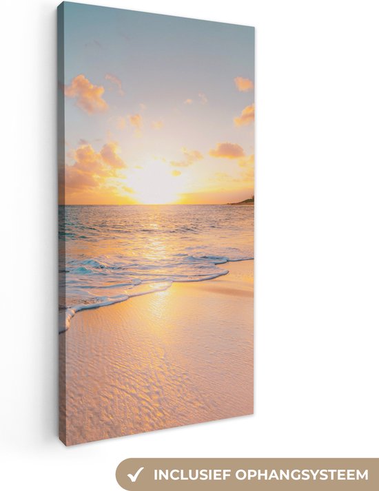 Peinture sur toile - Plage - Soleil - Nuages - Mer - Eté - Peintures sur toile - Toile - 40x80 cm - Décoration murale - Chambre