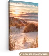 Canvas - Strand - Zee - Duin - Schilderijen woonkamer - Foto op canvas - Canvas zonsondergang - 90x140 cm