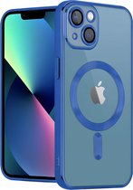Coverzs telefoonhoesje geschikt voor Apple iPhone 13 Magneet hoesje met camera cover - magnetisch hoesje - blauw