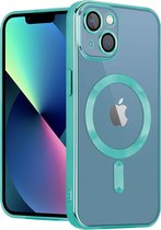 Coverzs telefoonhoesje geschikt voor Apple iPhone 13 Magneet hoesje met camera cover - magnetisch hoesje - groen