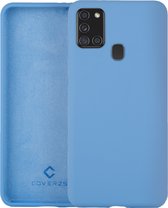 Coverzs Luxe Liquid Silicone Case geschikt voor Samsung Galaxy A21s - Lichtblauw - Blauw - Light Blue - Siliconen hoesjes geschikt voor Samsung Galaxy A21s hoesje - Silicone case beschermhoes - Backcover hoes