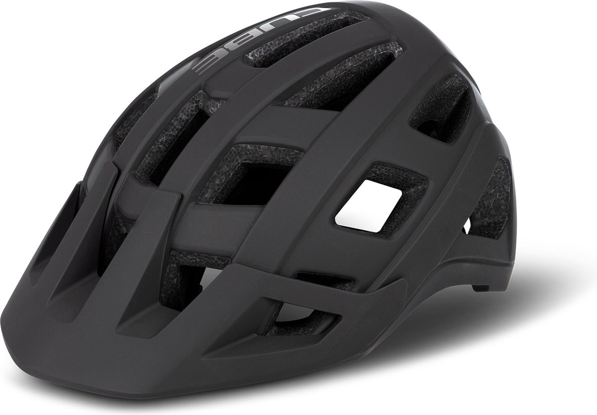 CUBE Fietshelm Badger - Endurahelm - 21 Ventilatiegaten - Antibacteriële Coolmax - Verstelbaar - EPS Double In-Mould - 56-59 cm - M - Zwart