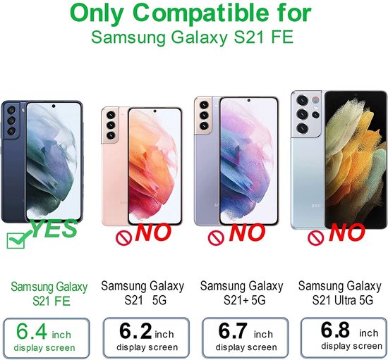 Compatibel met Samsung Galaxy S21 FE, niet met S21, S21+ of S21 Ultra.