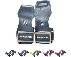 Lifting Straps voor krachttraining, fitness lifting straps, crossfit grips voor krachtsport, bodybuilding en crossfit, grip pads fitness met 7 mm polskussen, goudbruin, M