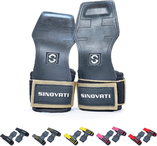 Sangles de levage pour l'entraînement de force, sangles de levage de fitness, poignées crossfit pour sports de force, musculation et crossfit, coussinets de poignée de fitness avec protège-poignet de 7 mm, marron doré, M