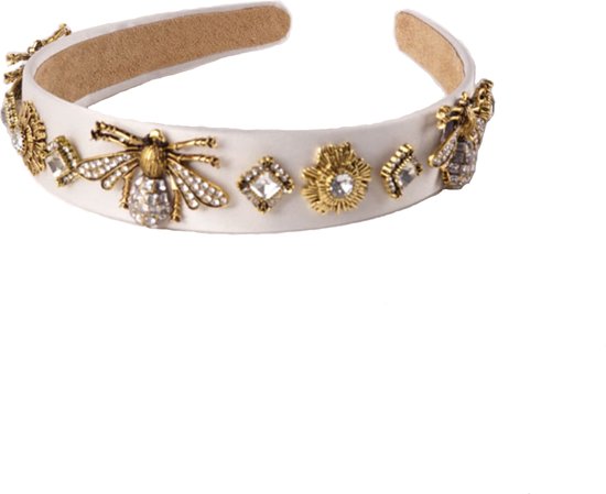 Dottilove Camilla Bee-haarband - Haar accessoire - Sierklem - Sier accessoire - Wit