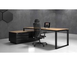 Directiebureau Cube Hoekcombinatie incl ladenblok met 3 laden. Met zwevend blad. Uitvoering links.