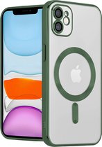 Coverzs telefoonhoesje geschikt voor Apple iPhone 11 Magneet hoesje met camera cover - magnetisch hoesje - donkergroen