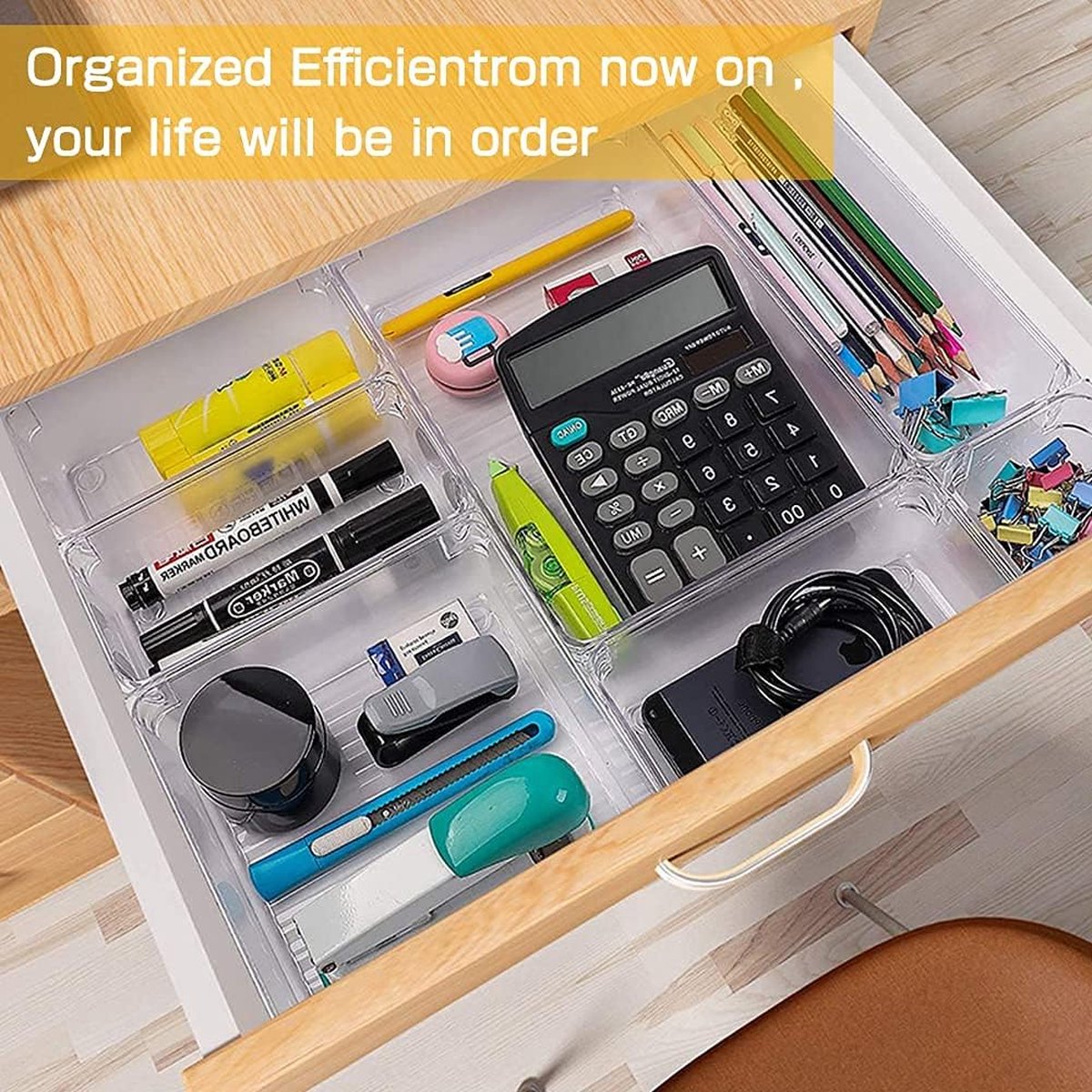 Lade-organizerset, 8-delig, bureau-organizer voor bureau, lade, opbergsysteem met 3 maten, flexibele ladeverdelers en opbergdozen voor kantoor en thuiskantoor, pastelgroen