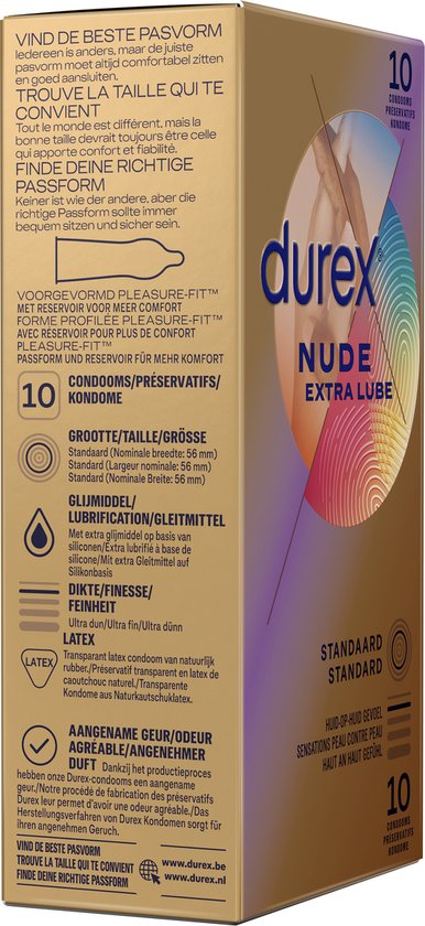 Durex - Condooms Nude Extra Lube - Ultradun - Met extra glijmiddel - 10 stuks