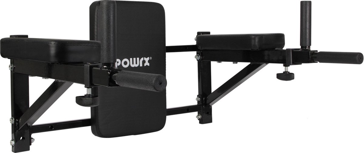 PowrX© Dip Bar voor wandmontage - buikspiertrainer voor thuis - wandbar met padding - beenheffer buikspiermachine krachtstations - Dips Bar Push Up - POWRX