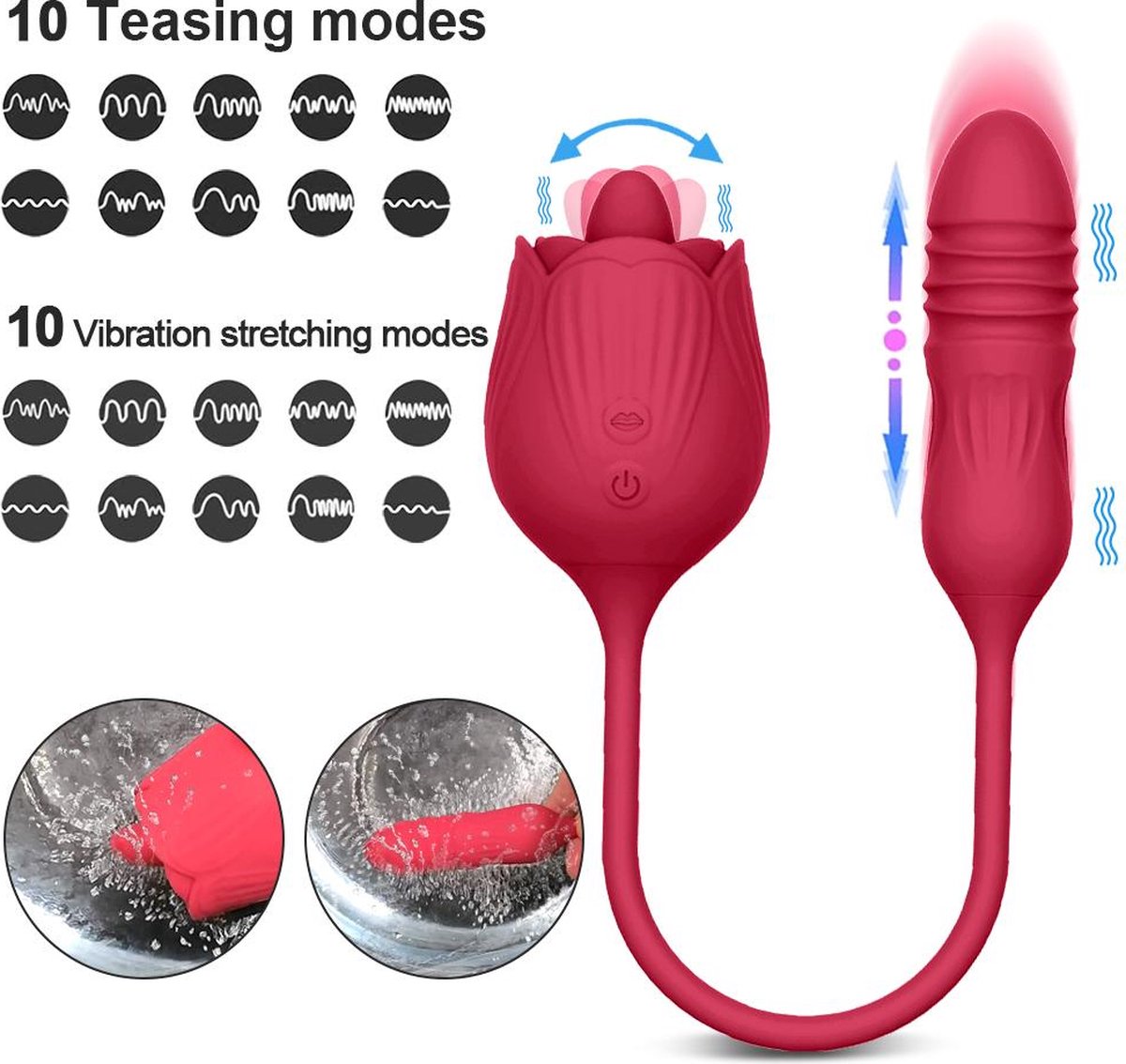Goedkoopste Vibrator Voor Vrouwen 2in1 Met 10 Trillings mode G Spot Clitorale Vibrator Hoogfrequente Clitorale Tong Likken Speelgoed