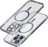 Coque arrière Sulada Electroplated pour iPhone 14 Pro avec protection antichoc, protège-lentille et anneau magnétique bleu