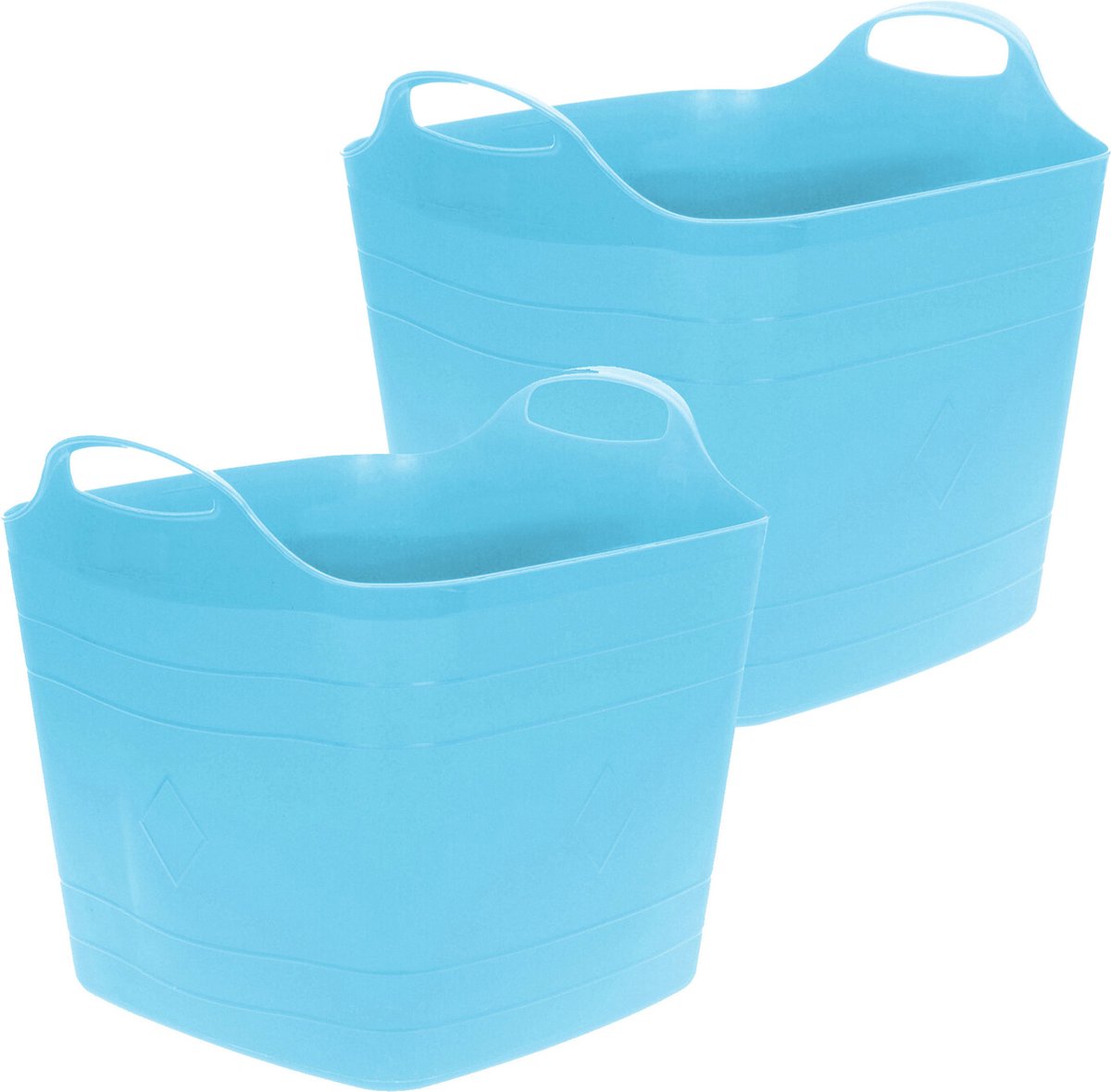 Goedkoopste Excellent Houseware Flexibele emmer - 2x - blauw - 15 liter - kunststof - vierkant - 30 x 29 cm
