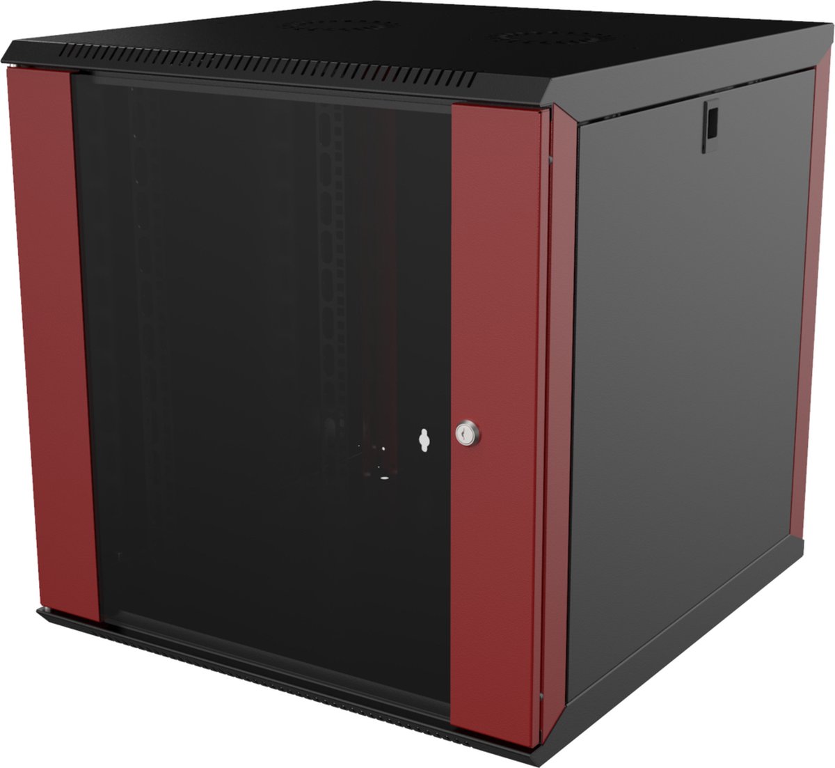 Lanview by Logon 19" Rack Cabinet 12U 56 x 60 COM-BOX Wallmount Zwart/Rood