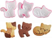 Cookie Cutters Cat Cookie Stamp Plastic Cookie Cutter Set Dieren Cutter Fondant Cake Decorating Tools 3st