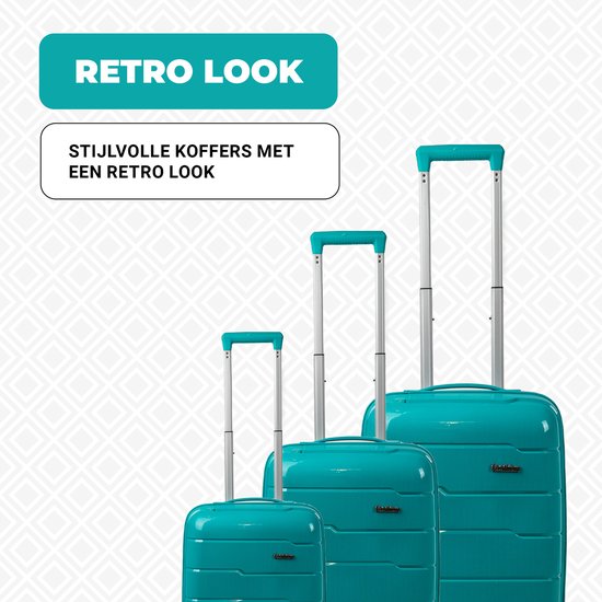 Premium pp kwaliteit - Kofferset - Trolleyset 3-delig - handbagage en groot - Florence - Dark green - Lucceti