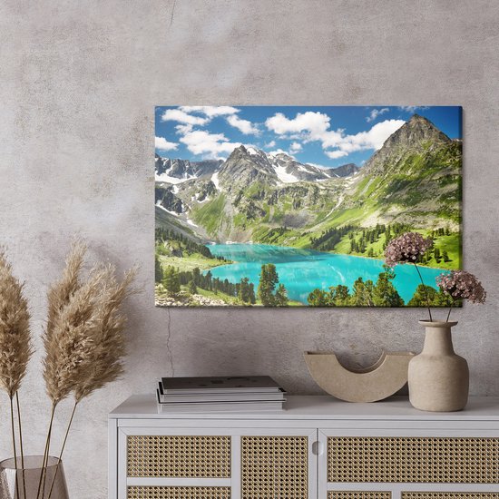 Painting King - Peinture sur toile du lac dans les Montagnes - 30 x 20 cm