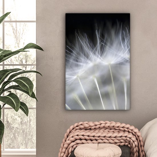 Canvas schilderij - Bloemen - Planten - Zaden - Wit - Canvasdoek - 40x60 cm - Foto op canvas - Schilderijen op canvas