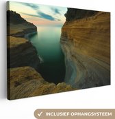Canvas schilderij - Rotsen - Water - Horizon - Schilderijen op canvas - Canvasdoek - 150x100 cm - Foto op canvas