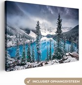 Toile - Toile - Hiver - Water - Blauw - Neige - Intérieur - 60x40 cm - Décoration murale - Peinture sur toile