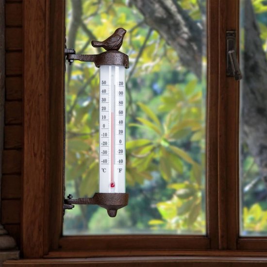Thermomètre extérieur rétro HI, affichage de la température, fonte, brun |  bol