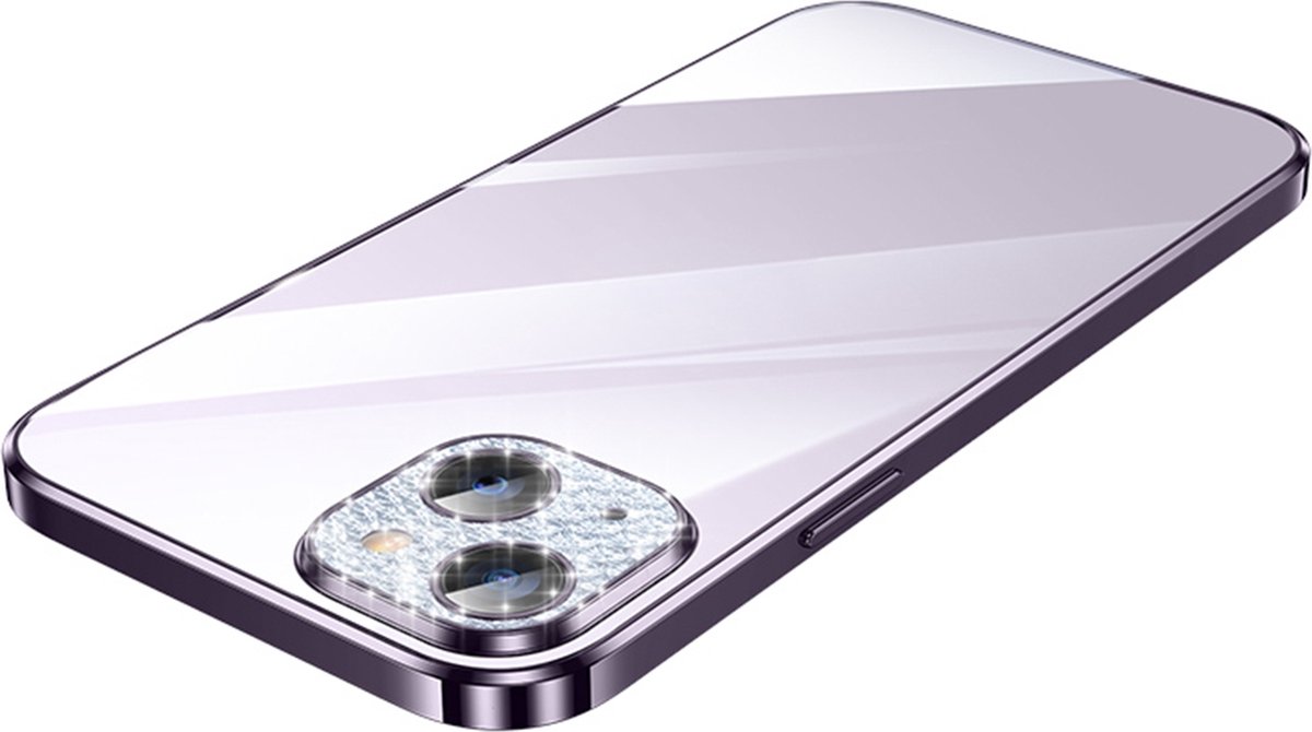Sulada CrystalCover met Val- en Lensbescherming en kristallen voor iPhone 14 paars