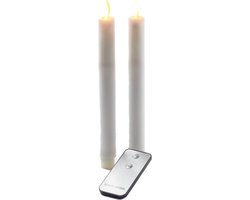Anna's Collection Led dinerkaarsen - 2x st - wit - 23 cm - bewegende vlam - warm wit licht